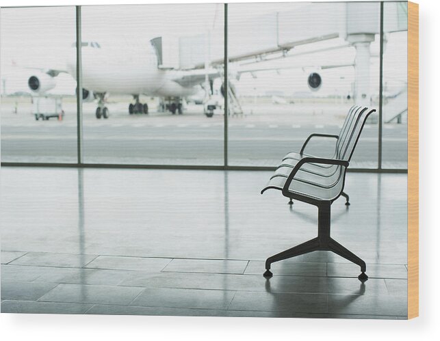 Airplane Wood Print featuring the photograph Airport lounge by Martin Barraud