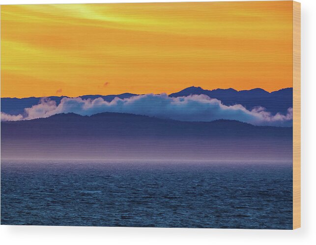 Alaska Wood Print featuring the digital art Alaska Inside Passage Sunset by SnapHappy Photos