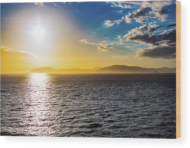 Alaska Wood Print featuring the digital art Alaska Inside Passage Sunset II by SnapHappy Photos