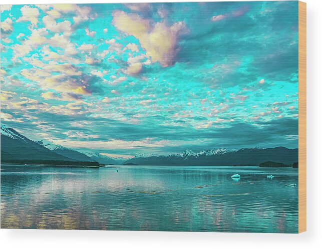Alaska Wood Print featuring the digital art Alaska Sunset Inside Passage by SnapHappy Photos