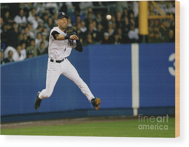 People Wood Print featuring the photograph Alex Rios and Derek Jeter by Jeff Zelevansky