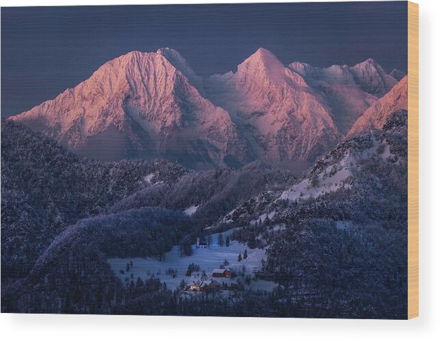 Alps Wood Print featuring the photograph Alpine glow by Piotr Skrzypiec