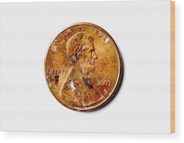 Coin Wood Print featuring the photograph American Penny Coin by Joseph Clark