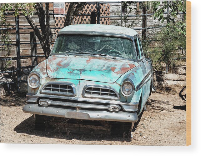 American West Wood Print featuring the photograph American West - Old Classic Car by Philippe HUGONNARD