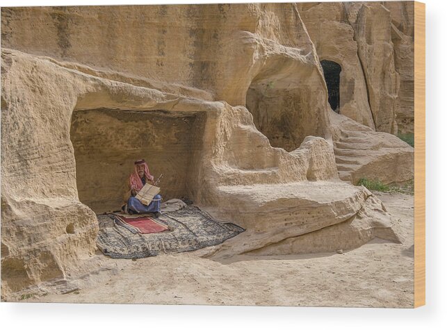 An Old Bedouin Wood Print featuring the photograph An old Bedouin in Wadi Rum, Jordan by Dubi Roman