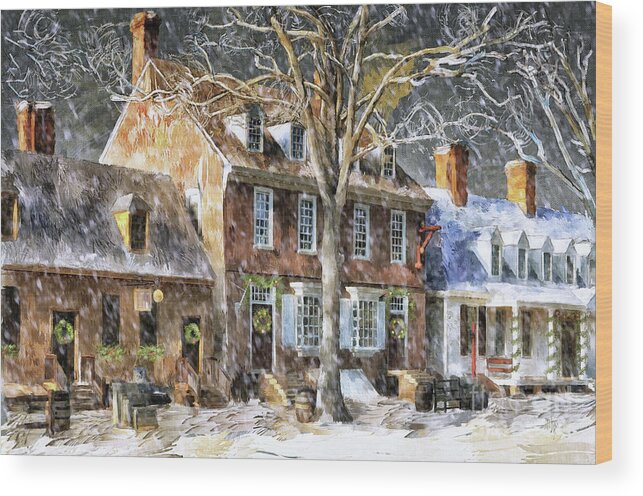 Williamsburg Wood Print featuring the digital art An Old Fashioned Christmas by Lois Bryan