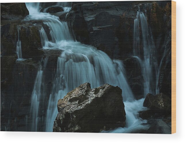 Rock Wood Print featuring the photograph And darkness came - 9 - French Alps by Paul MAURICE