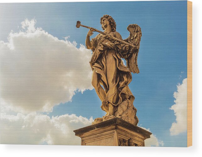 Ponte Sant'angelo Wood Print featuring the photograph Angel with the Sponge by Fabiano Di Paolo