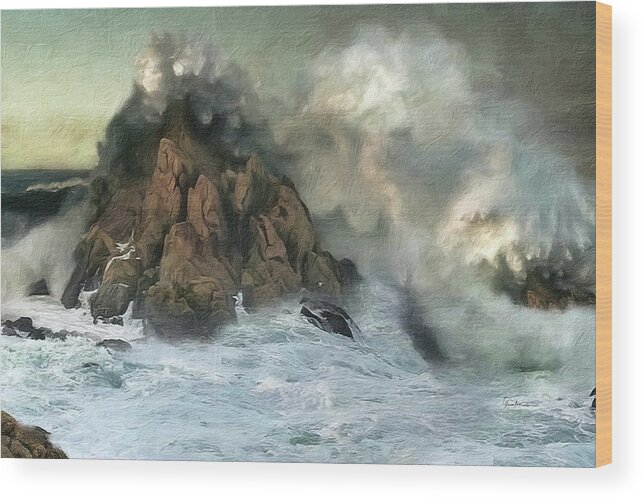 Stormy Surf Wood Print featuring the digital art Angry Ocean - Seascape by Russ Harris