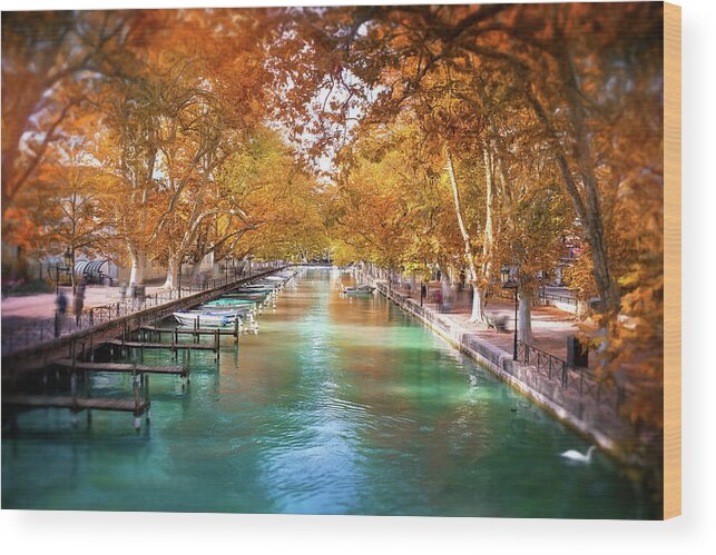 Annecy Wood Print featuring the photograph Annecy France Idyllic Canal du Vasse by Carol Japp