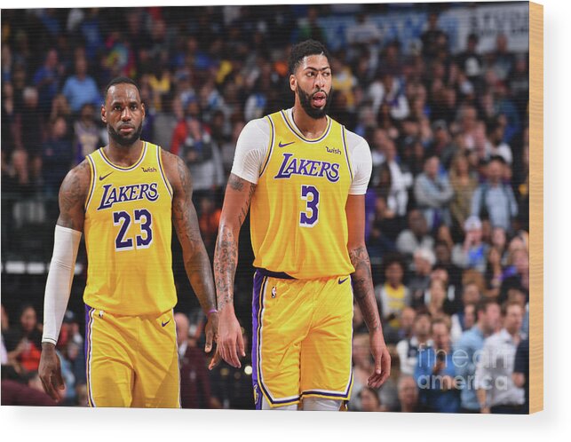 Lebron James Wood Print featuring the photograph Anthony Davis and Lebron James by Jesse D. Garrabrant
