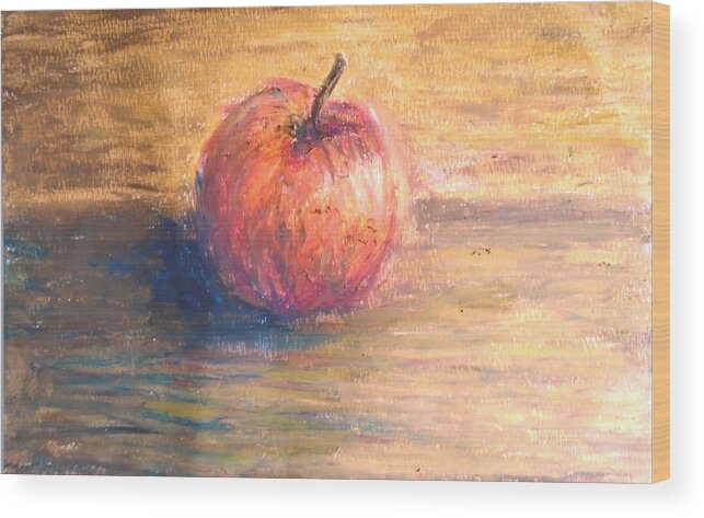 Apple. Red Apple. Delicious Apple Wood Print featuring the painting Apple Still Life by Jen Shearer