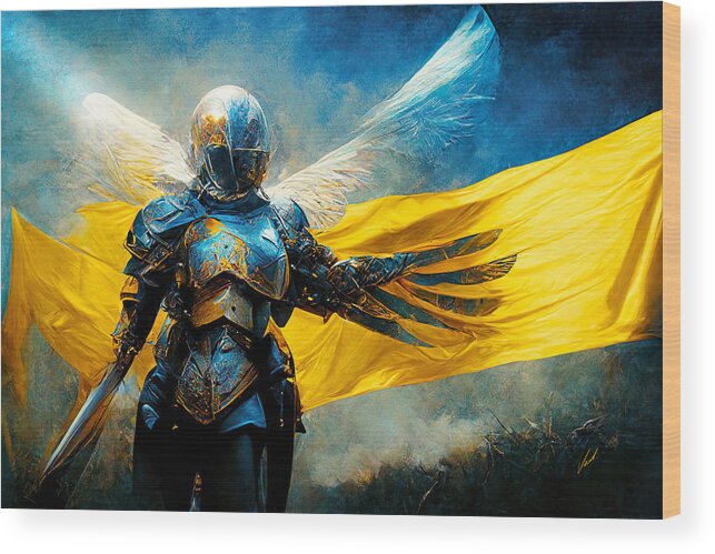 Angel Of Peace Wood Print featuring the painting Archangel of Victory by Vart