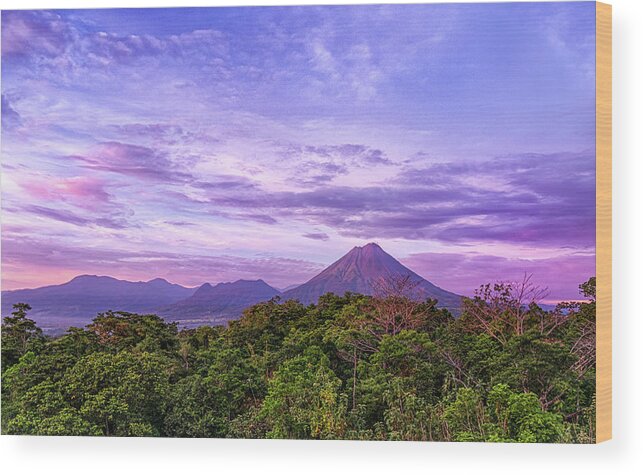 Arenal Wood Print featuring the photograph Arenal Volcano at Sunrise by Jim Miller