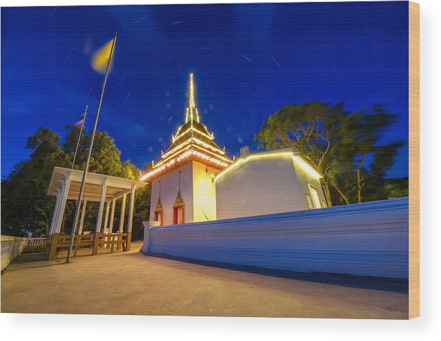 Viewpoint Wood Print featuring the photograph Asia temple with the star by [Genesis] - Korawee Ratchapakdee