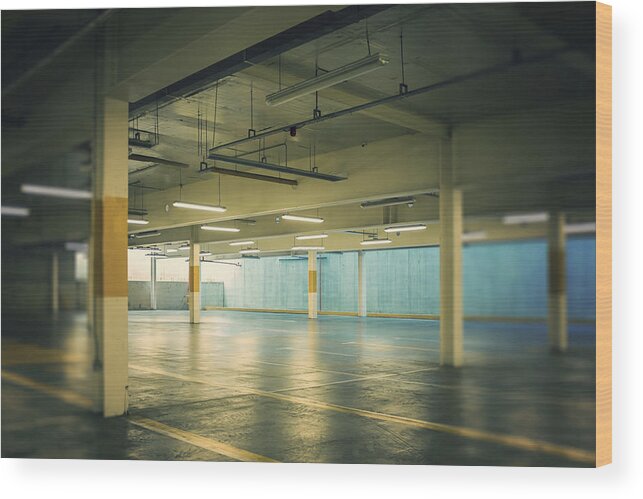 Architectural Column Wood Print featuring the photograph At the car park... by Catherine MacBride