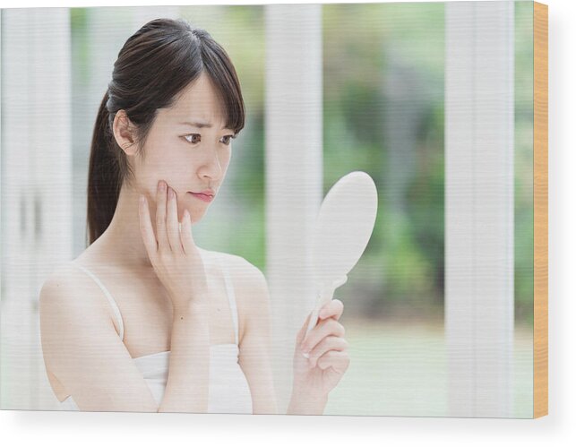 Problems Wood Print featuring the photograph Attractive Asian Woman Beauty Image by Itakayuki