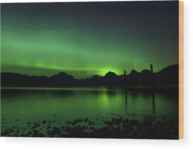  Wood Print featuring the photograph Aurora Borealis in Landscape by William Boggs
