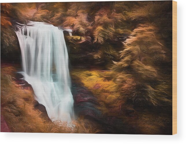Carolina Wood Print featuring the photograph Autumn at Dry Falls Painting by Debra and Dave Vanderlaan