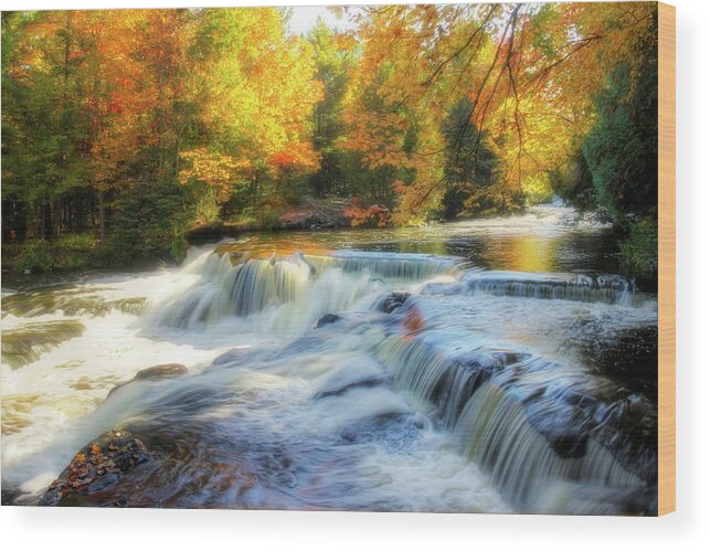 Rapids Wood Print featuring the photograph Autumn at the Rapids by Robert Carter