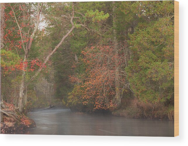 Nature Wood Print featuring the photograph Autumn Colors on the Wading River by Kristia Adams