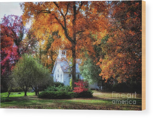 Landscape Wood Print featuring the photograph Autumn Evensong by Lois Bryan