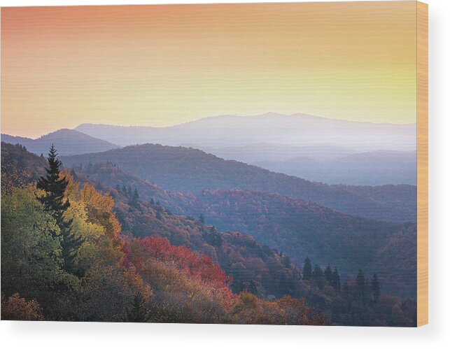 Oconaluftee Valley Wood Print featuring the photograph Autumn In Smoky Mountain National Park by Jordan Hill