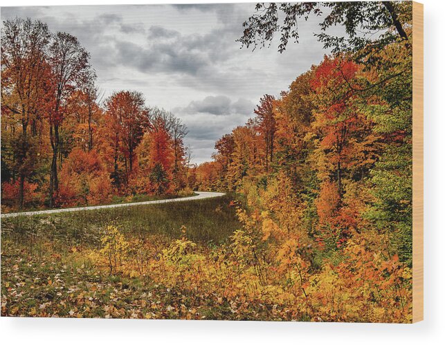 Up Wood Print featuring the photograph Autumn in the UP - Highway 58 by William Christiansen