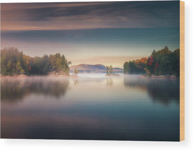Morning Wood Print featuring the photograph Autumn morning at Killarney Provincial Park by Henry w Liu