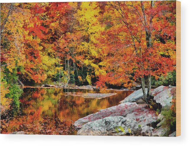 Painted Wood Print featuring the painting Autumn Reflection by Anthony M Davis