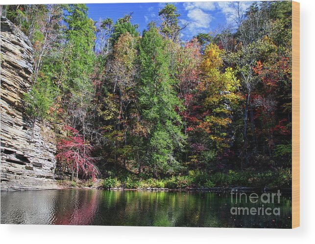 Fall Creek Falls Wood Print featuring the photograph Autumn Reflections 2 by Phil Perkins