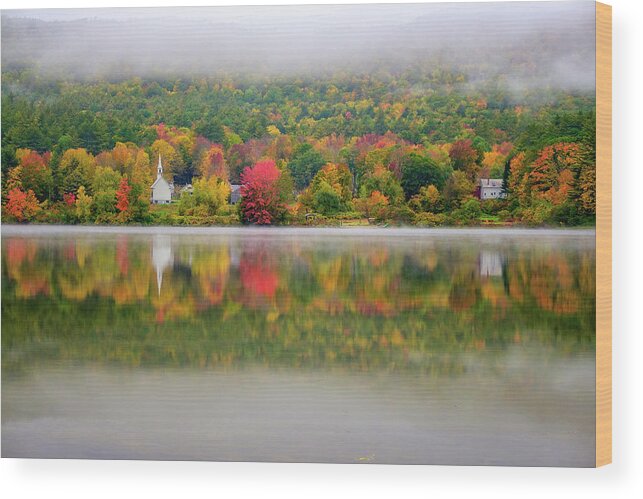 New Hampshire Wood Print featuring the photograph Autumn Reflections, Eaton, NH. by Jeff Sinon