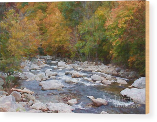 Autumn River Wood Print featuring the digital art Autumn River by Jayne Carney