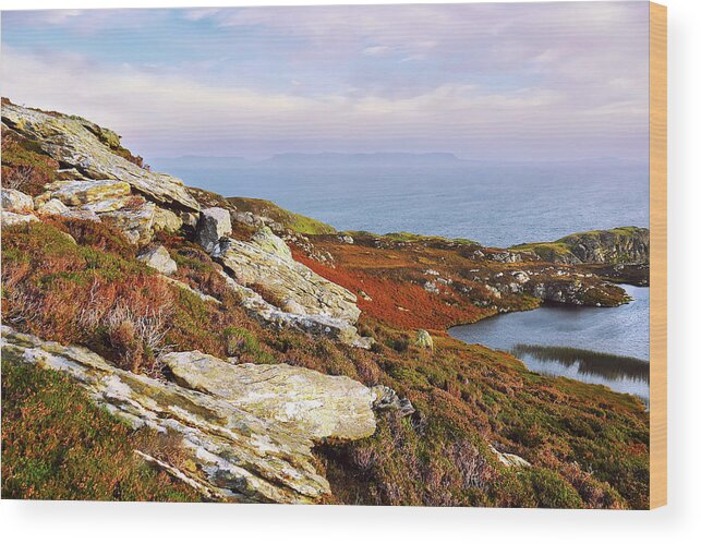 Slieve League Wood Print featuring the photograph Autumn Sunset from Slieve League 3 by Lexa Harpell