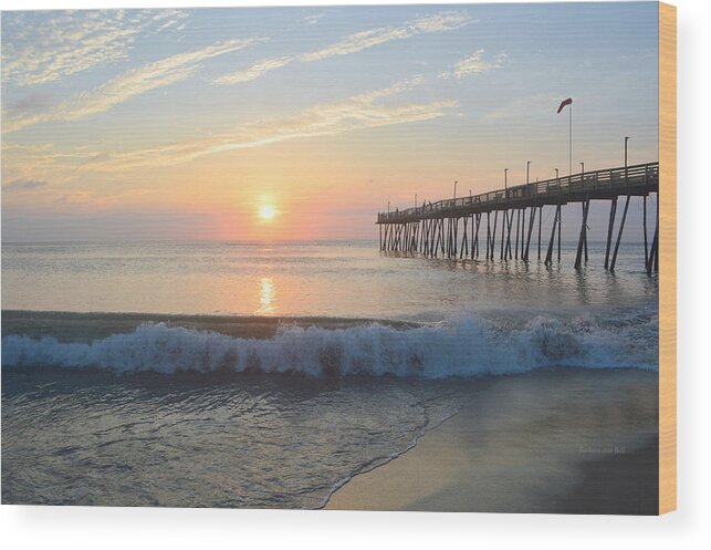 Obx Sunrise Wood Print featuring the photograph Avalon Pier 7/13 by Barbara Ann Bell