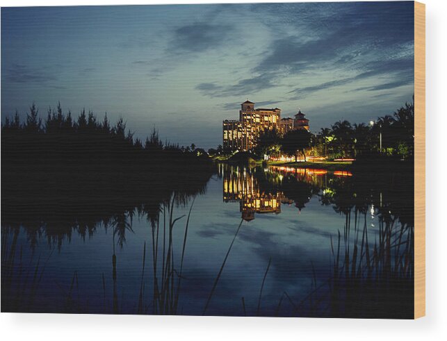 Cityscape Wood Print featuring the photograph Reflections at Baha Mar by Montez Kerr