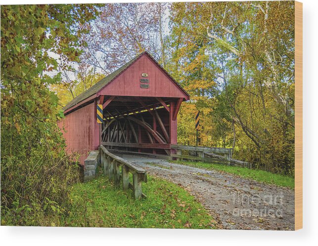 Bailey Bridge Wood Print featuring the photograph Bailey Covered Bridge, Washington County, PA by Sturgeon Photography
