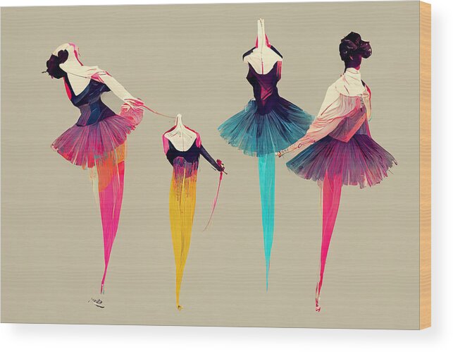 Picture Wood Print featuring the painting Ballerina Chain Gang Vector Art Cmyk Bfc4d66e 4484 4ca6 B5bd 7c276a66fe78 by MotionAge Designs