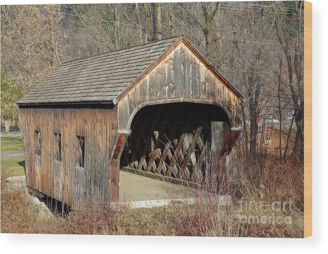 Architecture Wood Print featuring the photograph Baltimore Covered Bridge - Springfield Vermont USA by Erin Paul Donovan