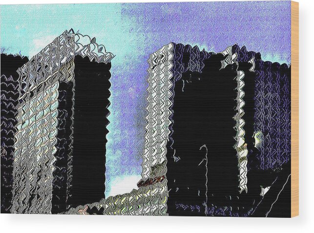 Skyscrapers Wood Print featuring the digital art Baltimore Street by Addison Likins
