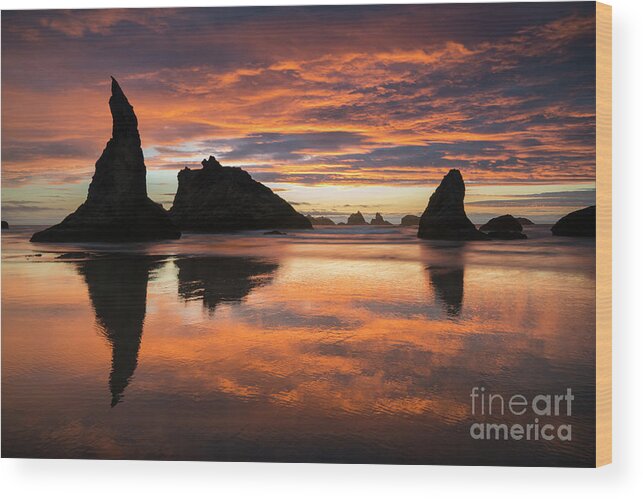 Bandon Beach Wood Print featuring the photograph Bandon Reflection by Keith Kapple