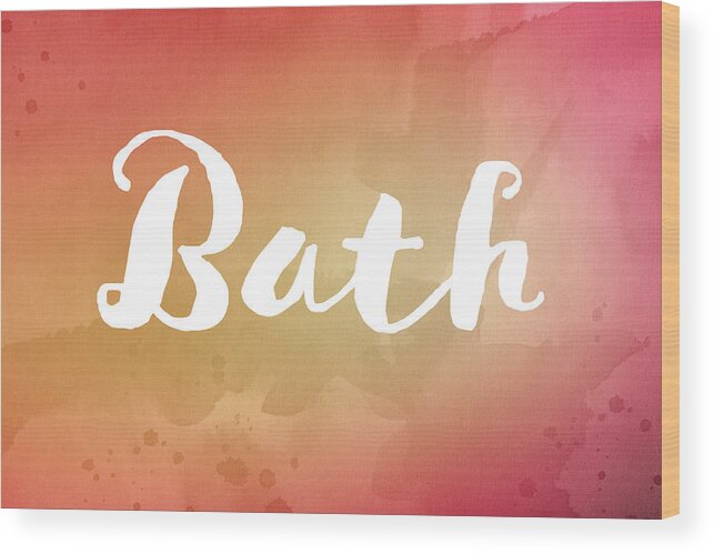 Watercolor Wood Print featuring the painting Bathroom Art Watercolor by Amelia Pearn
