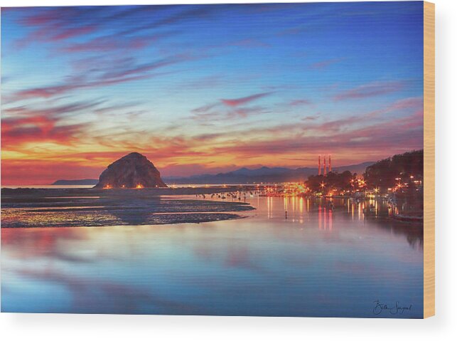 Evening Wood Print featuring the photograph Bay Lights by Beth Sargent