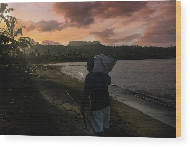 Beach Wood Print featuring the photograph Be back before it's too late by Micah Offman