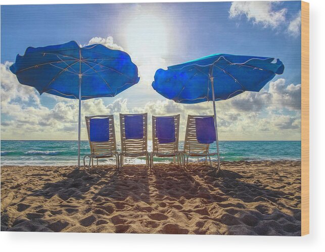 Clouds Wood Print featuring the photograph Beach Morning Shadows by Debra and Dave Vanderlaan