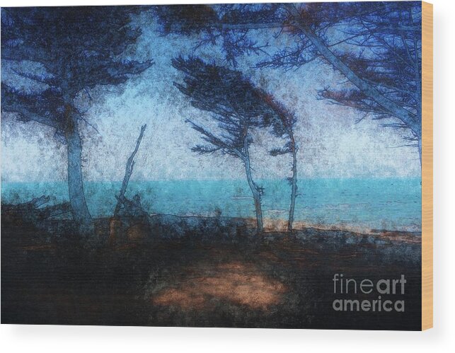 Beach Wood Print featuring the photograph Beach Pines in the Breeze by Katherine Erickson
