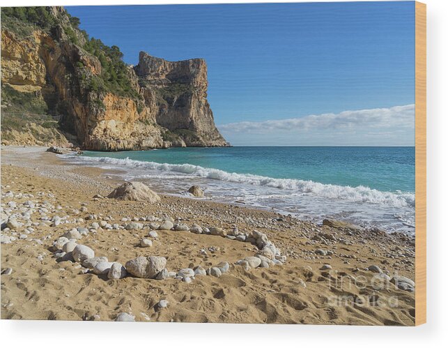 Beach Wood Print featuring the photograph Beach, Sun and Mediterranean Sea - Cala Moraig 1 by Adriana Mueller