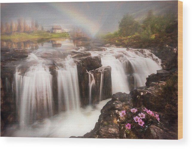 Clouds Wood Print featuring the photograph Beautiful Fairy Pools Scotland Painting by Debra and Dave Vanderlaan