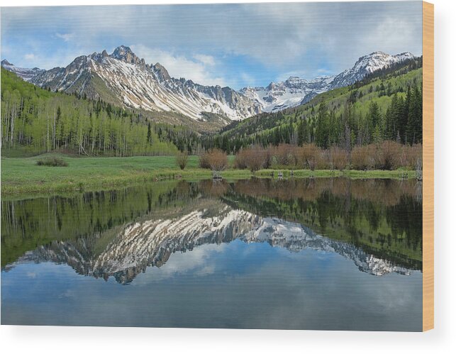 Mount Sneffels Wood Print featuring the photograph Beaver Pond Reflection by Denise Bush