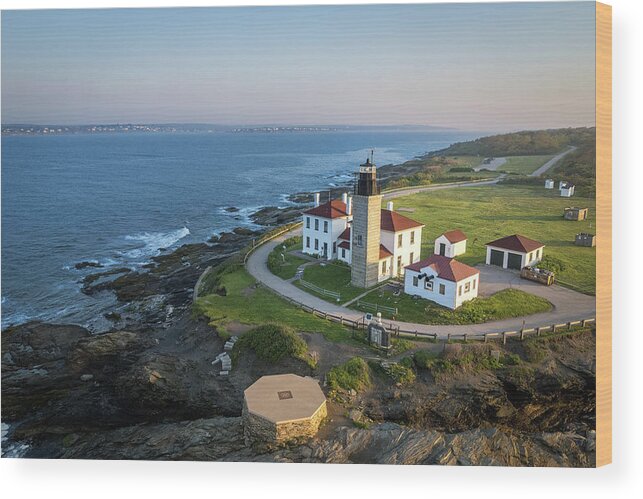 Lighthouse Wood Print featuring the photograph Beaver Tail Lighthouse by Alan Pelletier